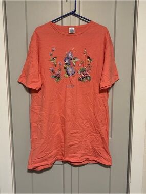 Coral Floral Hummingbird Nightgown/Night Shirt from Hawaii